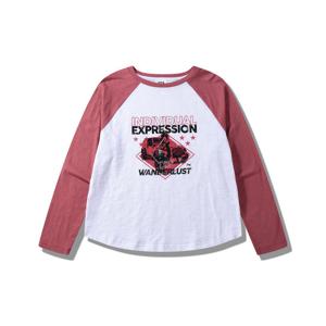 [지프]여성 빈티지 나그랑티 배색 그래픽 긴팔 티셔츠 JQ2TSF033