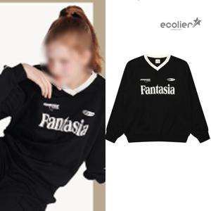 [에꼴리에]여자 봄신상 스포티 파이핑 브이넥 맨투맨티(25OT451)