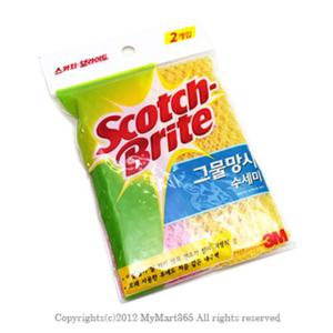 3M 스카치브라이트 그물 망사 수세미 2개입 설겆이용수세미 망사수세미 얇은수세미 양면수세미 부드러운수