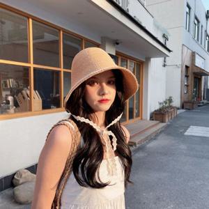 (앙상블) 미니 레이스 밀짚 벙거지 보넷햇 모자/여성