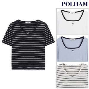 폴햄  여성 립 스퀘어넥 반팔 티셔츠(PHF2TS2430)