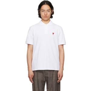 AMI Paris 폴로셔츠 화이트 코튼 아미 드 꾀흐 폴로 셔츠 251482M212009