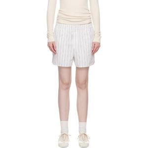 AMI Paris 반바지 화이트 코튼 엘라스틱 쇼츠 251482F088002