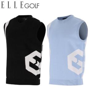 [엘르골프]남성 등판체크 라운드 조끼 스웨터 6J13101_DJ