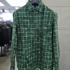 [바쏘]남자 가을 겨울 남방 그린 프린팅 긴팔 셔츠 WSAFZ3TT34A