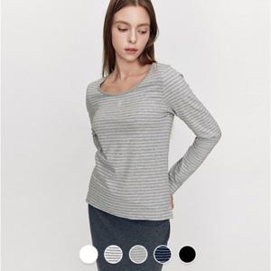 [지오다노]여자 코튼 저지 슬림핏 베이직 유넥 스쿱넥 기본 면 긴팔 티셔츠 325901