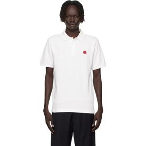 겐조 폴로셔츠 오프 화이트 겐조 파리 보크 플라워 자수 슬림 폴로 셔츠 252387M212000