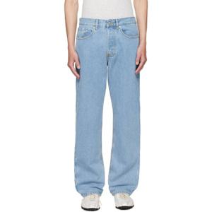 드리스반노튼 청바지 블루 페이딩 워싱 데님 진 252358M186023