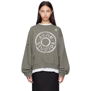 아크네 맨투맨 그레이 로고 프린트 스웨트셔츠 252129F098004