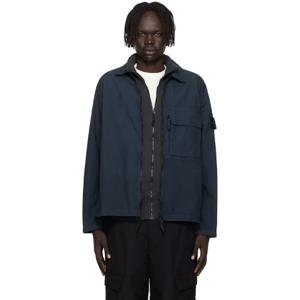 스톤아일랜드 재킷 네이비 1200004 캔버스 위브 코튼 셔츠 252828M192022