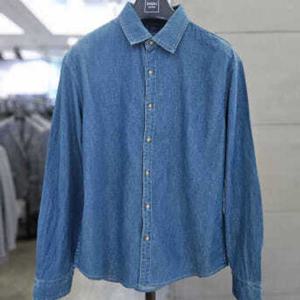 [바쏘]남자 데님 셔츠 네이비 면 긴팔 남방 WSARZ3TT16A