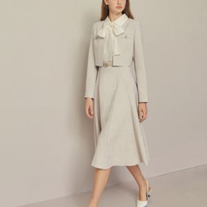 [JJ JIGOTT]벨티드 리본 타이넥 원피스/GR9A0OP511