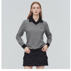 [링스골프][25FW] 여성 와이드 카라 로고 티셔츠  L21E3TO354_BK