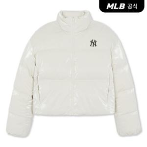[MLB공식] 25FW 여성 크롭 유광 커브 패딩 NY (D.Cream) 3FDJB0556-50CRD