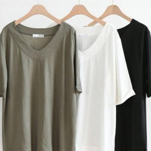 [엄지척]롤업 무지 306E280S 반팔티 빅사이즈미시옷 빅사이즈_19