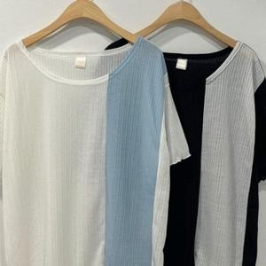 [엄지척]배색 빅사이즈 305P413S 루즈 의류 반팔티 프릴_1959990