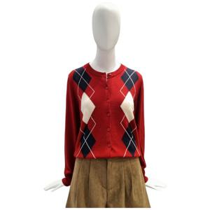 [페이지플린]라운드넥 아가일 패턴 울 가디건 F5CCA004