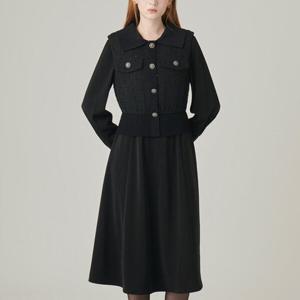 [샤틴]트위드 배색 니트 카라 원피스S244B656A_JK