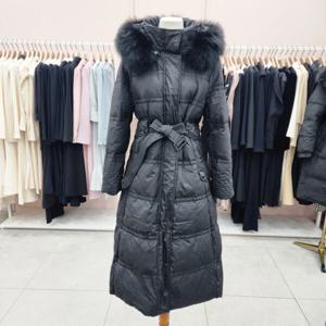 [샤틴]폭스퍼 탈,착 후드넥 덕다운 롱패딩S244K853A_JK