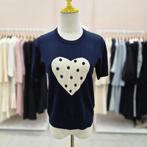 [샤틴]하트도트 배색포인트 반팔니트S251K903A25_JK