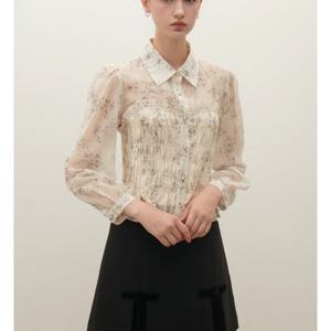 [샤틴]플라워패턴  스모킹 블라우스S253B266A03