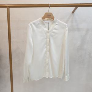 [크레송]플리츠  포인트  V넥 블라우스  MWCMBA51ADG