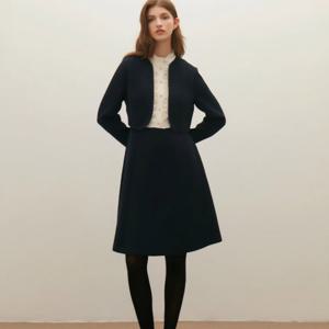 [샤틴]하이넥 플리츠 프릴 장식 트위드 원피스S254M604A25