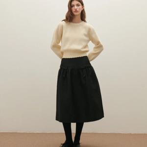 [샤틴]리본장식 패턴쟈카드 A라인 스커트S254M351A