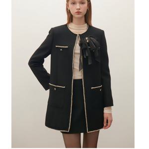 [샤틴]라인배색 브로치 탈,착 슬림 트위드 코트S254B105A