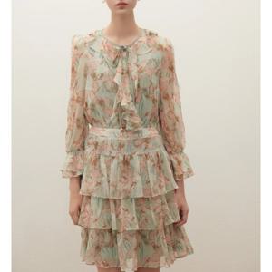 [샤틴]리본끈 프릴 러플 프린팅 쉬폰 투피스셋업S253B267A