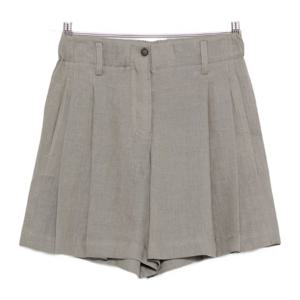 브루넬로쿠치넬리 플리츠 버튼 클로저 리넨 쇼츠 MA698DV499 C1