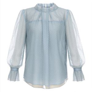 [미니멈]하프넥 레이스 시스루 블라우스 (MYAAWB2110GN)_IC