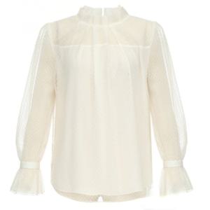 [미니멈]하프넥 레이스 시스루 블라우스 (MYAAWB2110WH)_IC