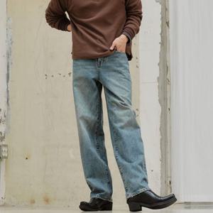 [플랙진]남성 에센셜 M59 와이드 그린 워싱 데님 팬츠 (PJTI5STM595)