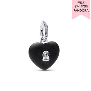 [판도라(주얼리)][백화점 보증서 제공] 매트 블랙 하트 패드락 댕글 참 794424C02