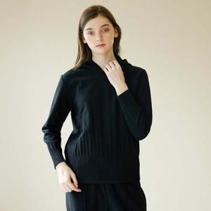 [요이츠](택가 198000원)[요이츠] 기모 플리츠 후드 티셔츠 블랙_YJ08WRPTS01