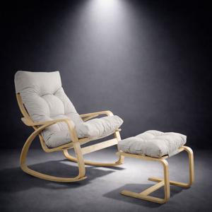 둥둥 안락 인체공학 흔들의자 풋스툴 세트 자작나무 프레임