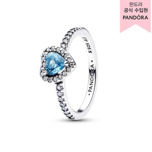 [판도라(주얼리)][백화점 보증서 제공] 엘리베이티드 라이트 블루 프렌드십 하트 링 198421C10