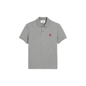 AMI아미 스몰 하트 로고 폴로 셔츠 헤더 애쉬 그레이 BFUPL001-760-0951