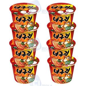 쫄깃한 농심 얼큰한너구리 큰사발 큰컵 컵라면 간식 111g 8개