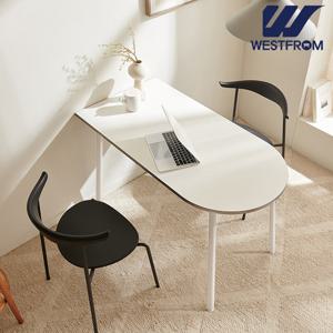[웨스트프롬] 모던 콤마) 반타원형 LPM 1,400 (600) 식탁, 테이블 (분채도금 Leg)