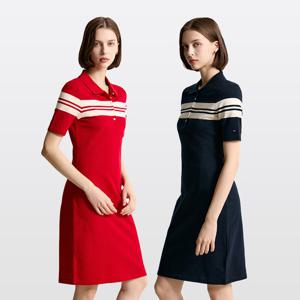 [공식][타미힐피거] 슬림 티핑 피케 드레스 2종 택1 (T22F1TDR072WT1)