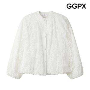 GGPX  플라워 레이스 벌룬 진주 버튼 블라우스 (GQ3SH016F)