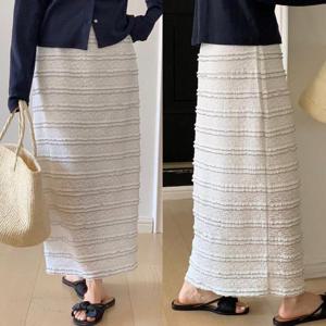 [강물처럼]빅사이즈프릴치마 U723L506 그런지레이스밴딩스커트 D