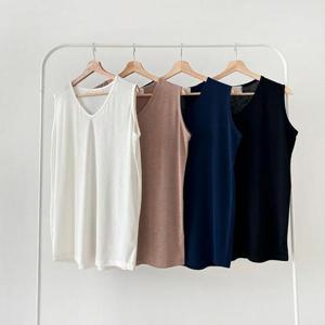 [강물처럼]빅사이즈컬러나시 P531L505 실키감촉브이민소매티 LD