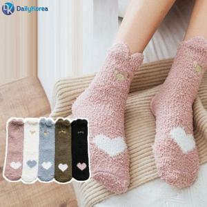임산부양말 냥냥하트 극세사 수면양말 5개