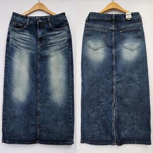 [강물처럼]빅사이즈청치마 S804L409 워싱포인트데님롱스커트 LO