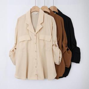 [강물처럼]빅사이즈롤업블라우스 S549L409 레이포켓오버핏블라우