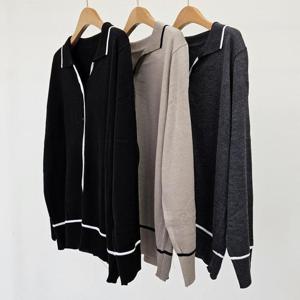 [강물처럼]빅사이즈카라가디건 S741L409 바이카라띠라인가디건 E