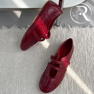 [디자이어로즈][디자이어로즈] 발등 찍찍이 여성 가죽플랫 단화